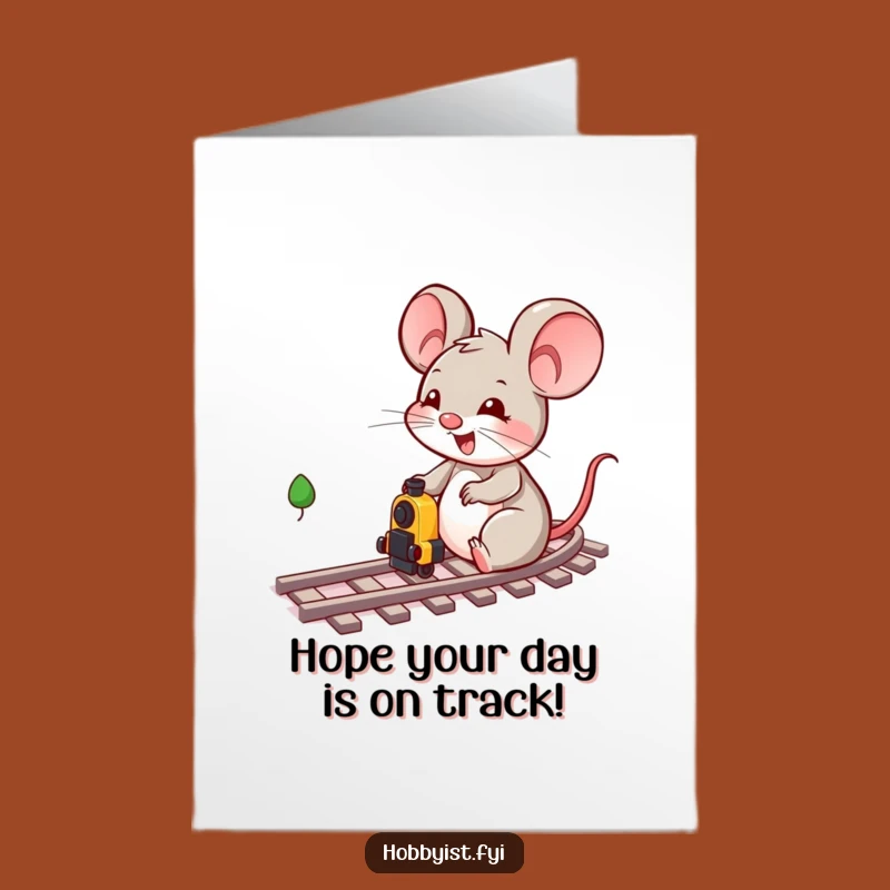 Free Printable Birthday Card: Mouse Train Conductor Happy Birthday Funny Downloadable Gift