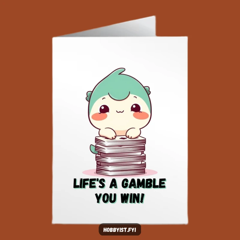 Free Printable Funny Birthday Card: Balancing Card Creature for Laughs - DIY Downloadable Gift