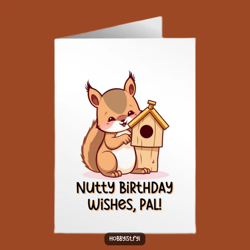 Free Printable Birthday Card: Funny Squirrel Whittling Art, Unique Downloadable Gift