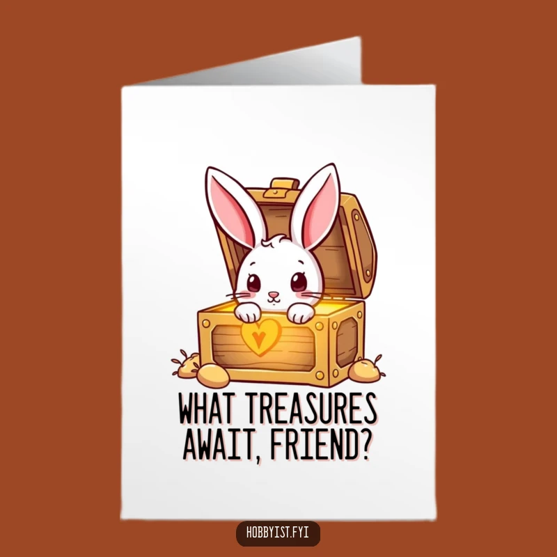 Free Printable Birthday Card: Curious Rabbit Discovering Fun - Funny Downloadable Gift