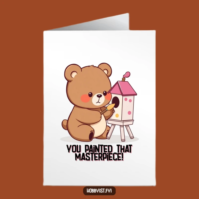 Free Printable Congrats Card: Artistic Bear Achievement - Downloadable Celebration Gift