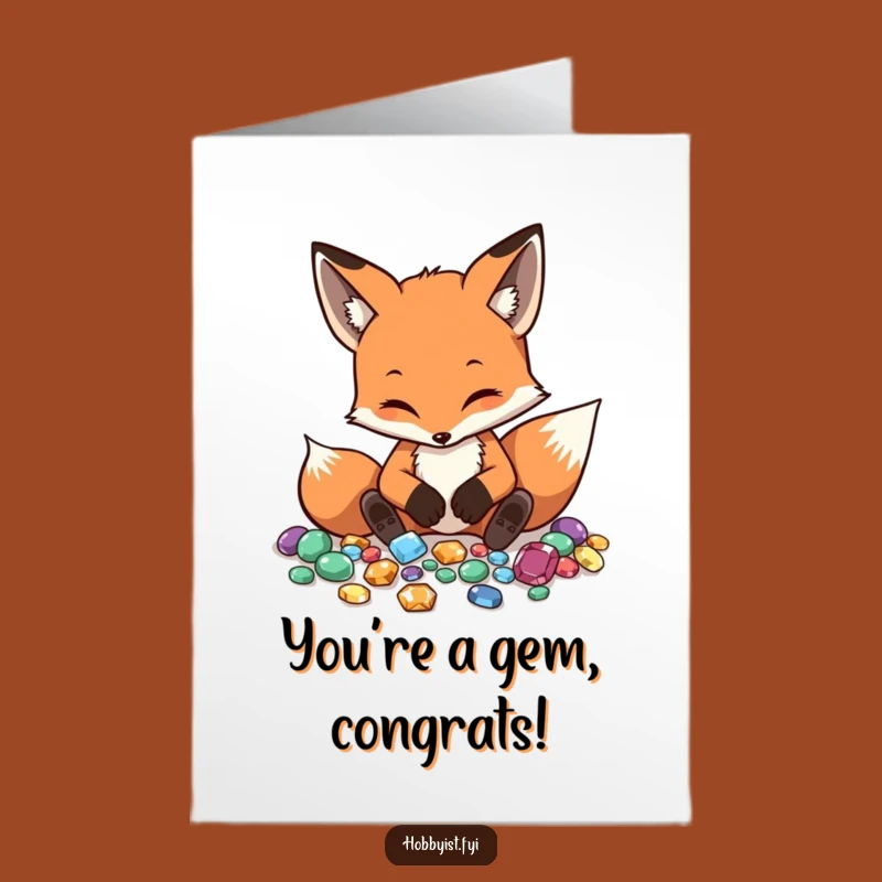Free Printable Congrats Card: Fox Gem Masterpiece Downloadable Gift