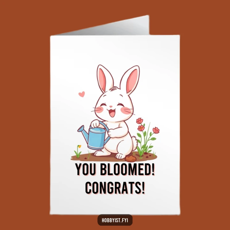 Free Printable Congrats Card: Funny Gardening Rabbit, Success DIY Downloadable Gift