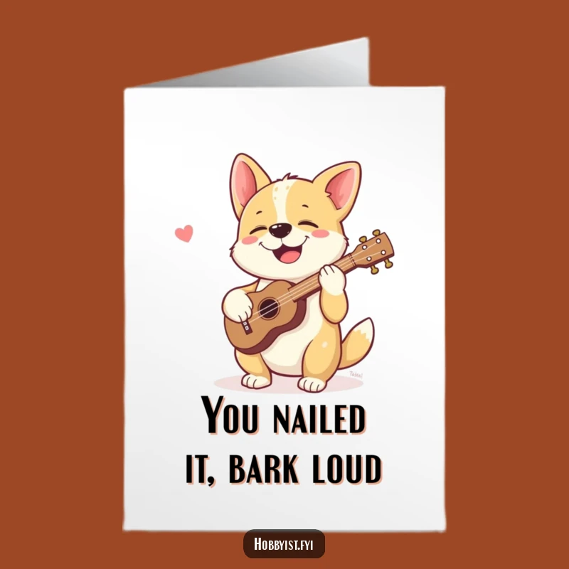 Free Printable Congratulations Card: Strumming Dog's Success Tune for a Fun Downloadable Gift