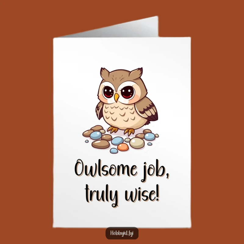 Free Printable Curious Owl Pebble Congrats Card - Unique Downloadable Gift for Achievements