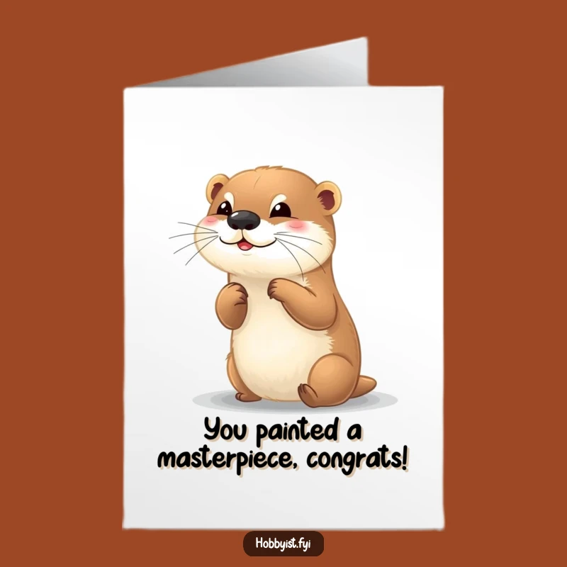Free Printable Otter Artist Congrats Card: Funny Downloadable Gift for Creative Wins