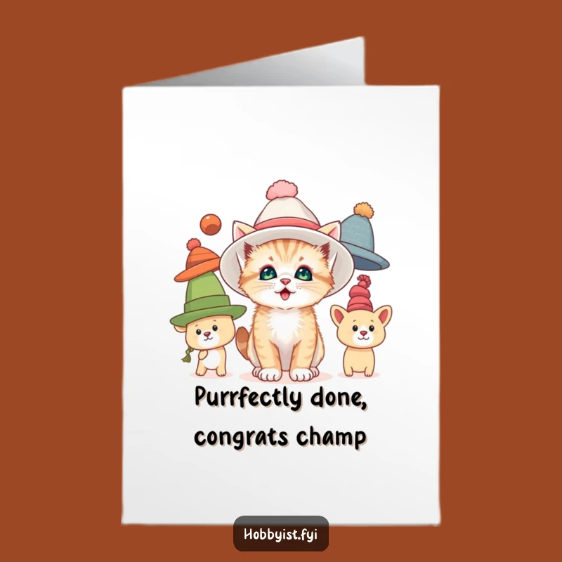 Free Printable Congratulations Card: Kitten Fashionista for a Chic Downloadable Gift