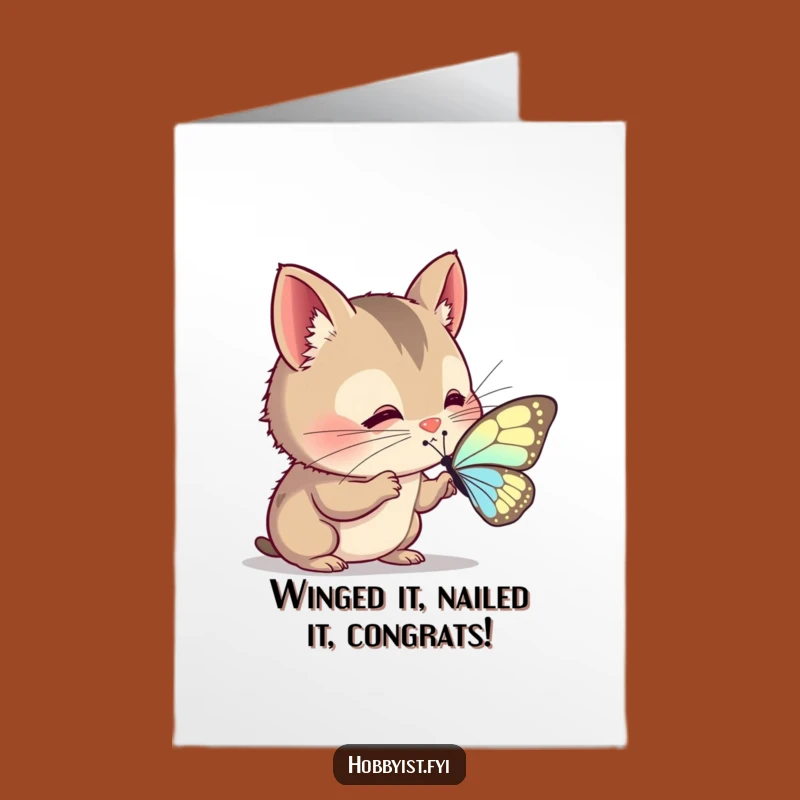 Free Printable Congrats Card: Curious Creature's Discovery - Funny Downloadable