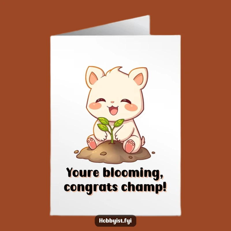 Free Printable Congrats Card: Joyful Creature Growing Success - Downloadable Art