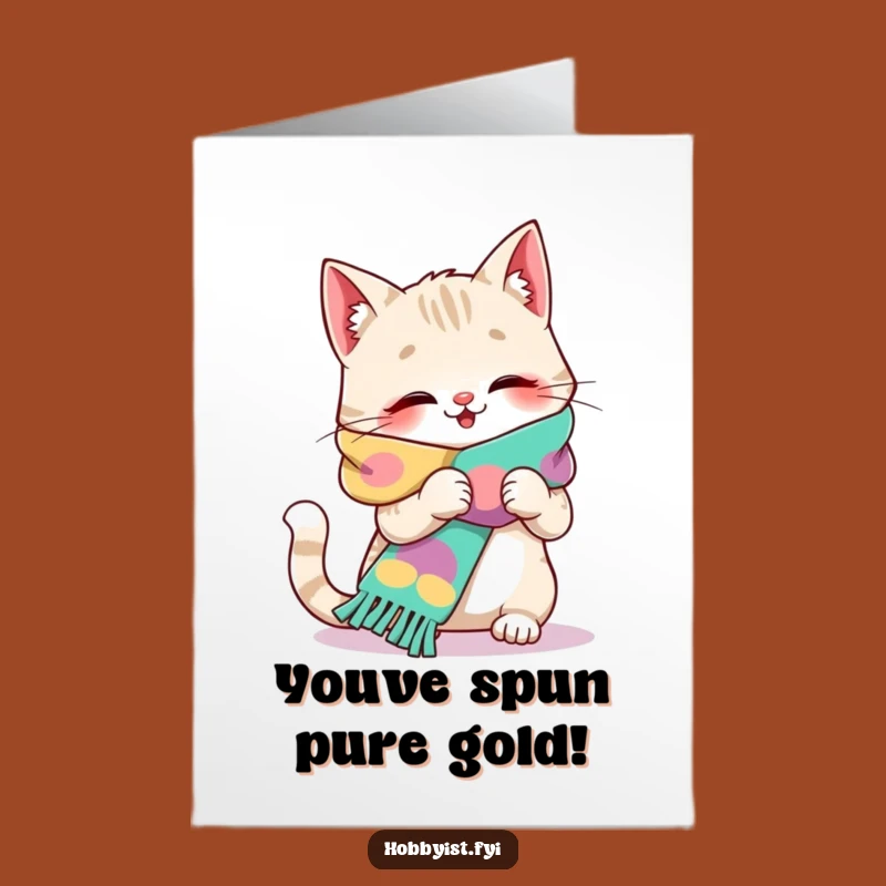 Free Printable Giggling Cat Knitting Congrats Card - Humorous Downloadable Gift for Any Occasion