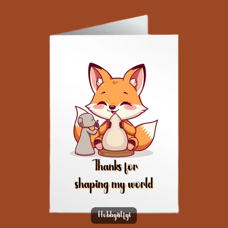 Free Printable Funny Fox Sculpting Thank You Card - DIY Downloadable Gift