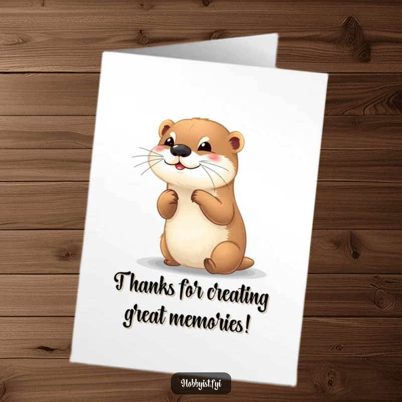 Funny Free Printable Thank You Card: A playful otter with a paintbrush creating a small, colorful artistic masterpiece.