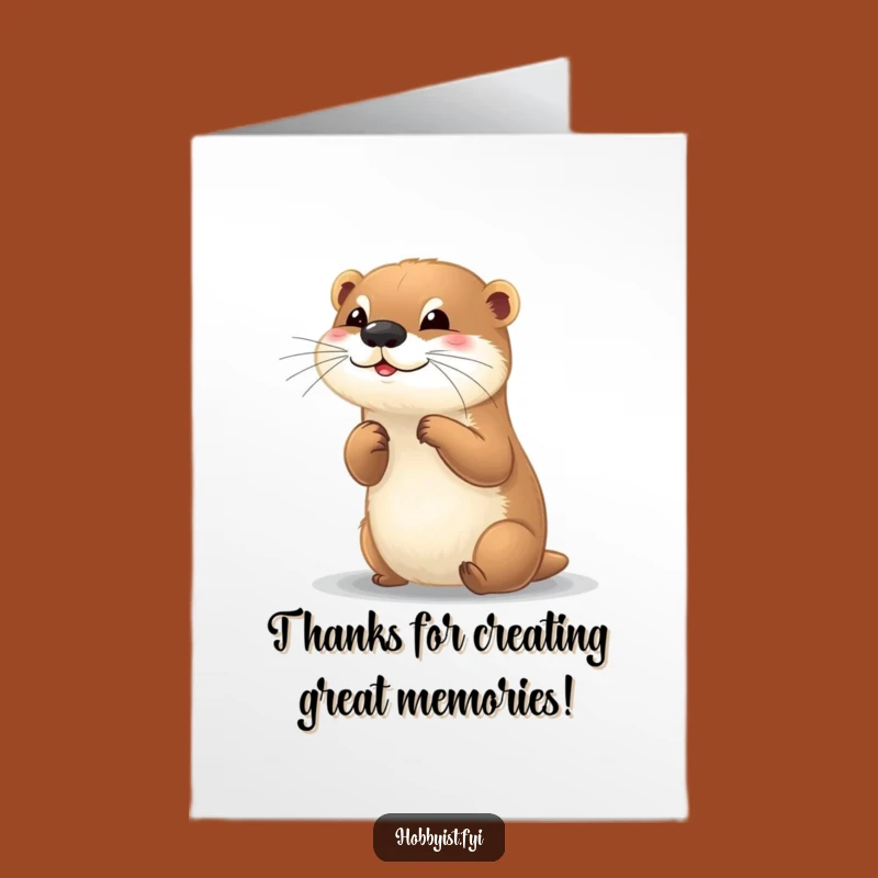 Free Printable Otter Painter Thank You Card: Funny Downloadable Gift for Kind Gestures