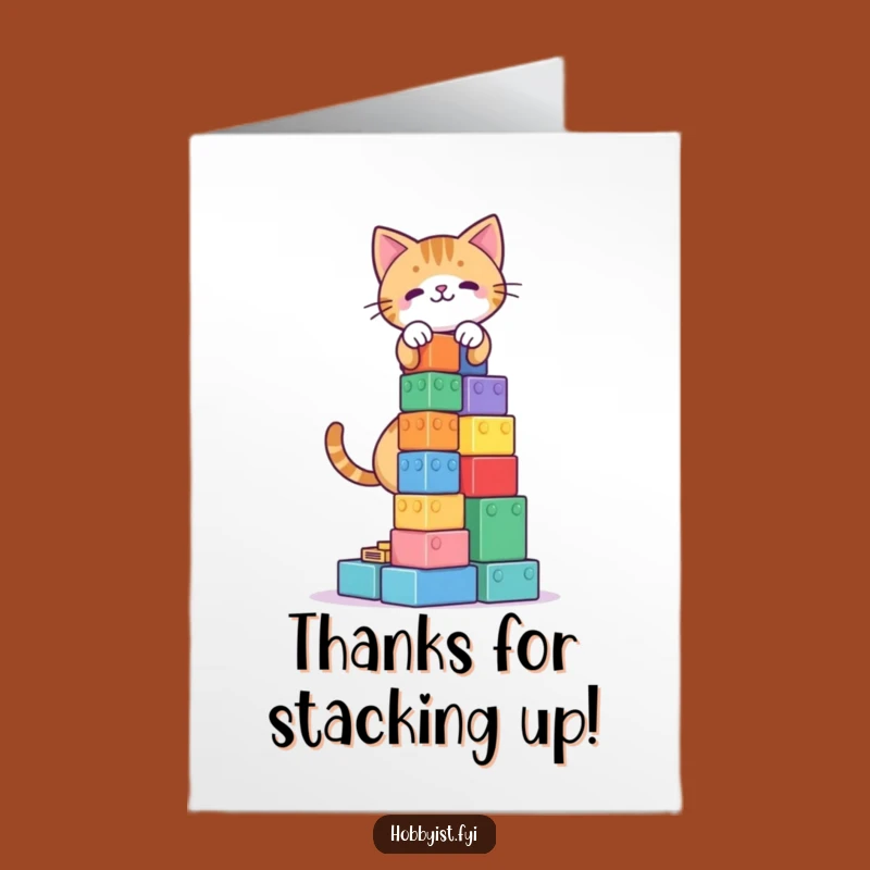 Free Printable Thank You Card: Cat Building Blocks - A Playful Downloadable Gift