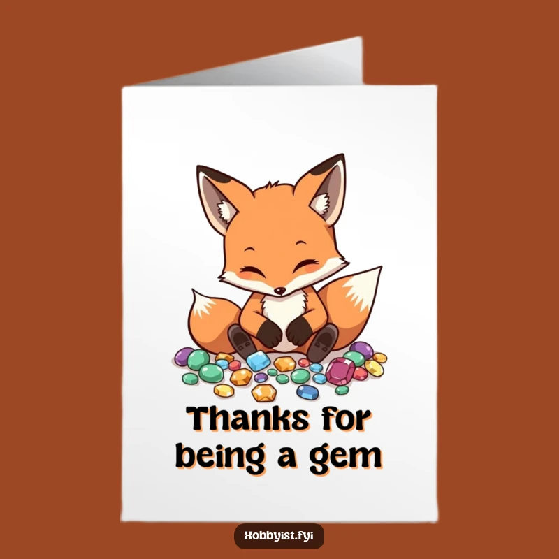 Free Printable Thank You Card: Fox Gem Honesty Downloadable Gift