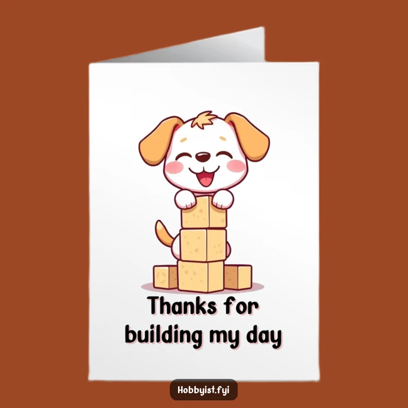 Free Printable Thank You Card: Funny Dog, Block Art, Grateful DIY Download