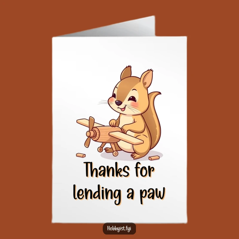 Free Printable Thank You Card: Happy Squirrel Builder Expressing Gratitude with DIY Art