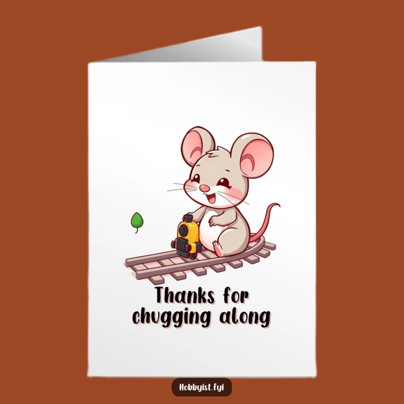 Free Printable Thank You Card: Mouse Train Gratitude Funny Downloadable Gift