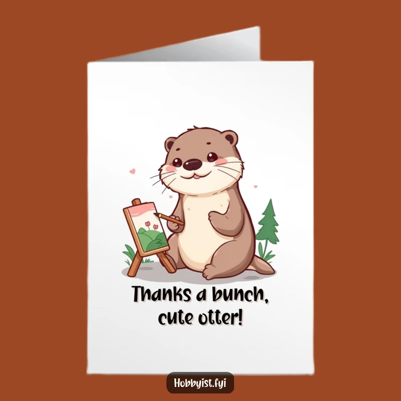 Thank You Free Printable Card: Grateful Otter Painter Funny Downloadable Gift