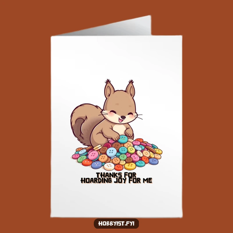 Free Printable Thank You Card: Amusing Squirrel Button Collector for Your Gratitude