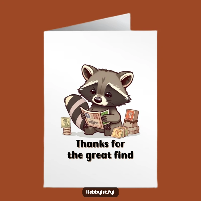 Free Printable Thank You Raccoon Stamp Card - Detailed & Funny Downloadable Gift