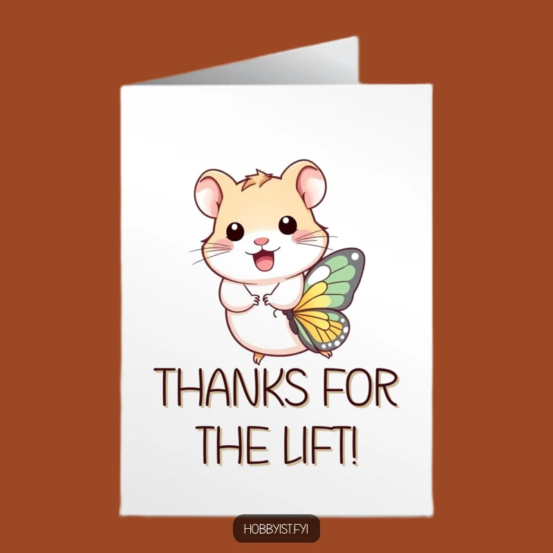 Free Printable Hamster Butterfly Thank You Card - Whimsical Downloadable Gift of Gratitude