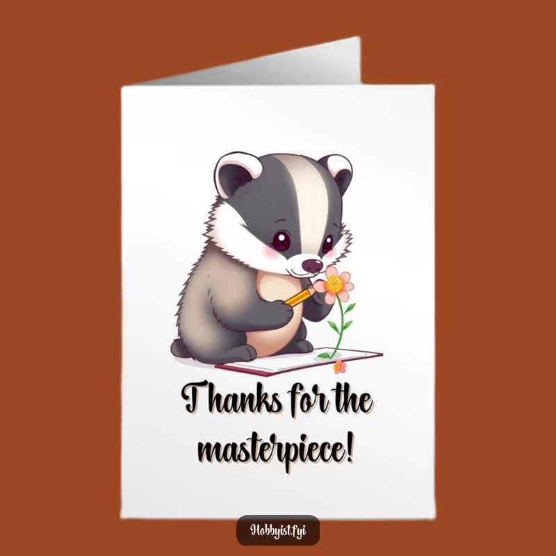 Free Printable Badger Artist Thank You Card - Thoughtful Downloadable Gift of Appreciation