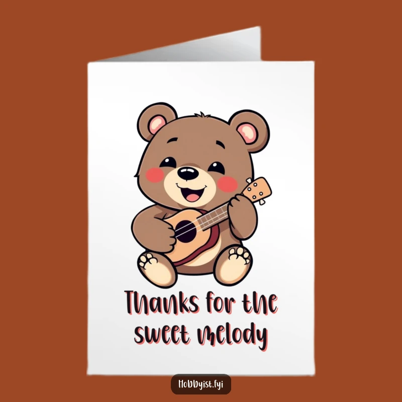 Free Printable Thank You Card: Funny Bear Musician Downloadable Gift