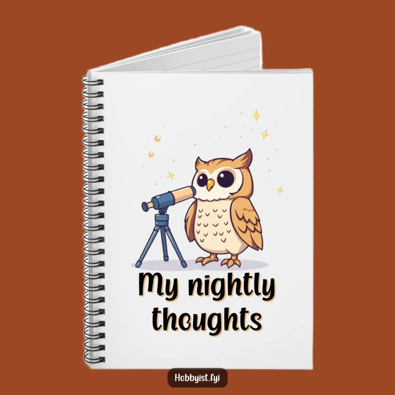 Funny Owl Telescope Notebook - Jot Down Cosmic Ideas