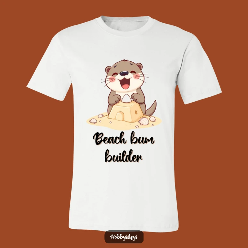 Funny Otter Sandcastle T-Shirt: Excited Otter Beach Builder, Great Gift