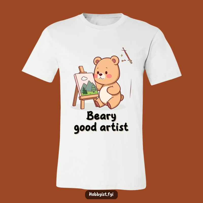 Funny Bear Artist T-Shirt: Cute Painter Bear Creating Miniature Art, Great Gift