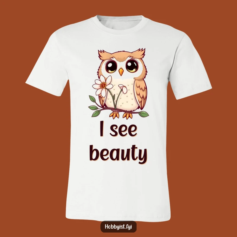 Funny Kawaii Owl T-Shirt: Enchanting Eyes Examining Nature's Beauty