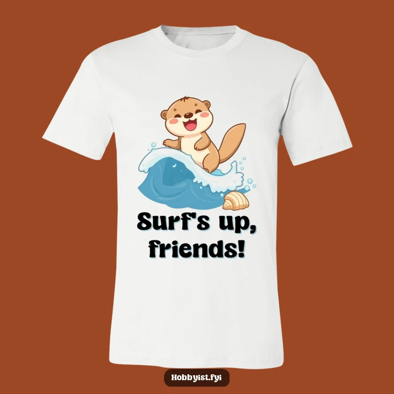 Funny Otter Wave T-Shirt - Giggling Aquatic Adventure Apparel