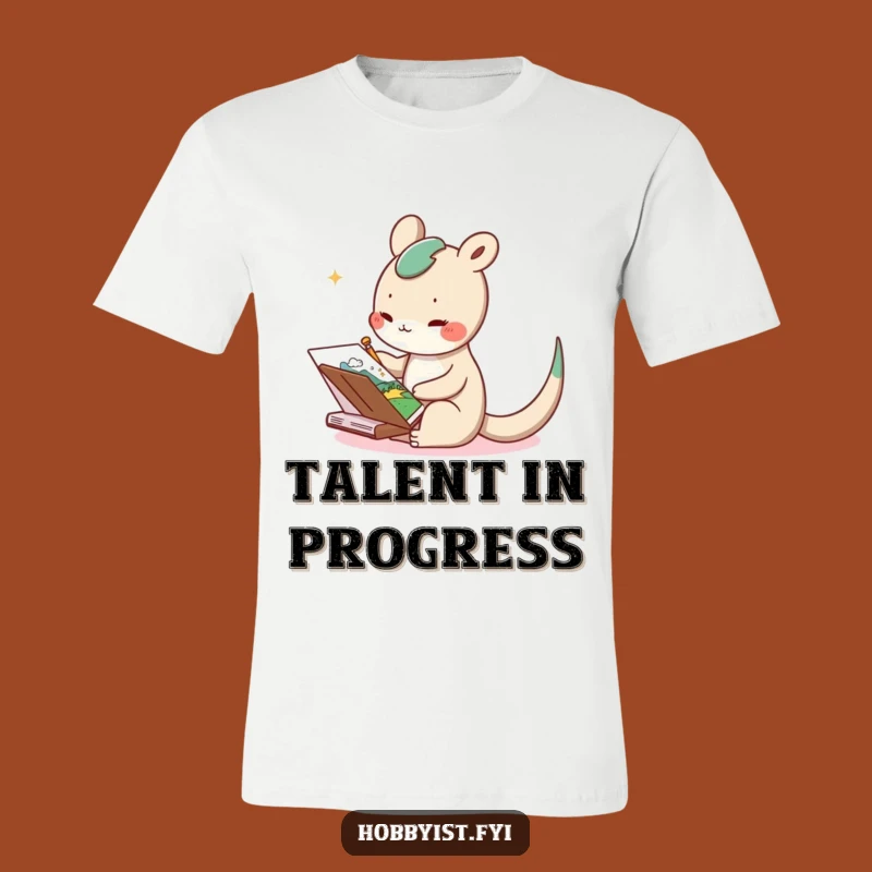 Funny Long-Tail Creature T-Shirt: Delighted Artist Sketching Whimsical Landscapes, Perfect Gift