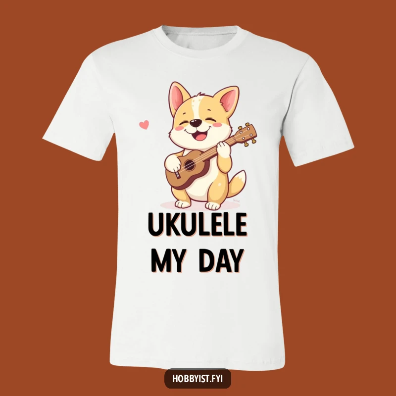 Funny Dog Ukulele T-Shirt: Giggling Pup Tee for Happy Harmonies