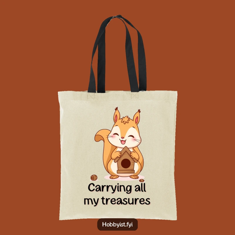 Funny Squirrel Birdhouse Design Tote - Chic and Humorous Shopping Bag!