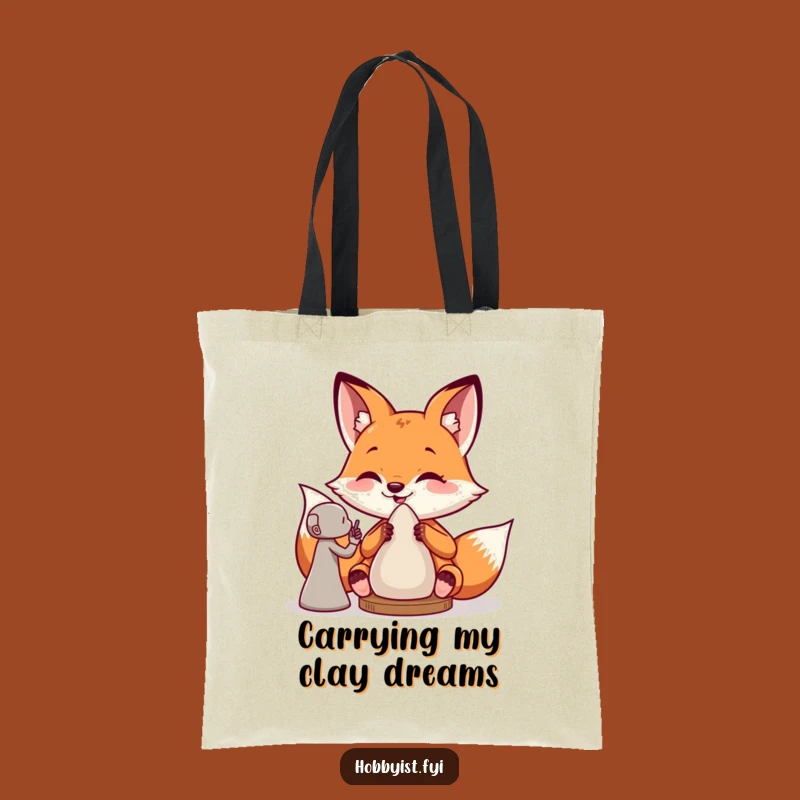 Funny Fox Sculptor Tote: Giddy Artist's Canvas Bag, Ideal Humorous Gift for Art Lovers
