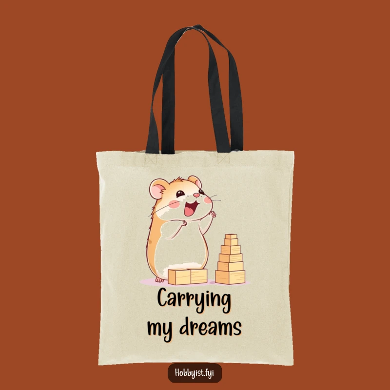 Funny Hamster Builder Tote Bag: Carry Your Projects with Adorable Style, Great Gift!
