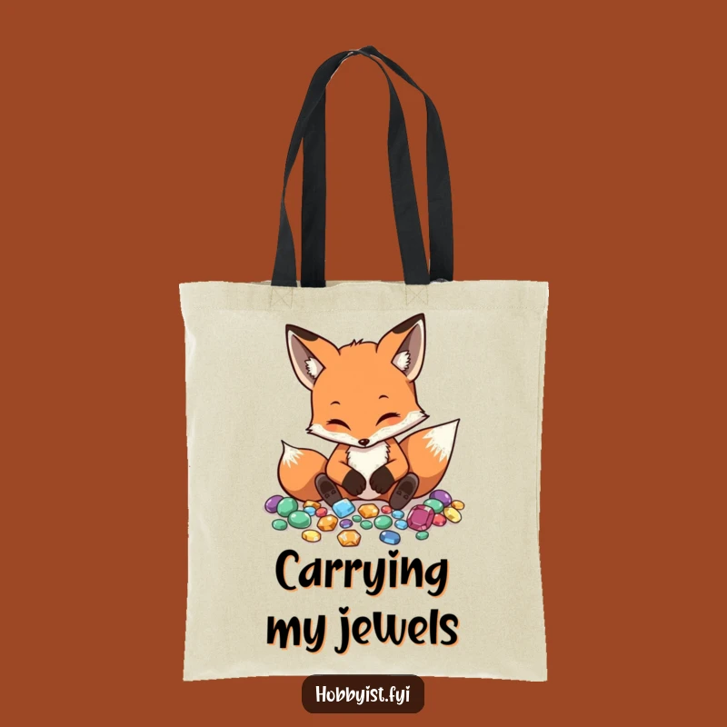 Funny Fox Gemstone Tote Bag - Diligent Collector's Humorous Carryall