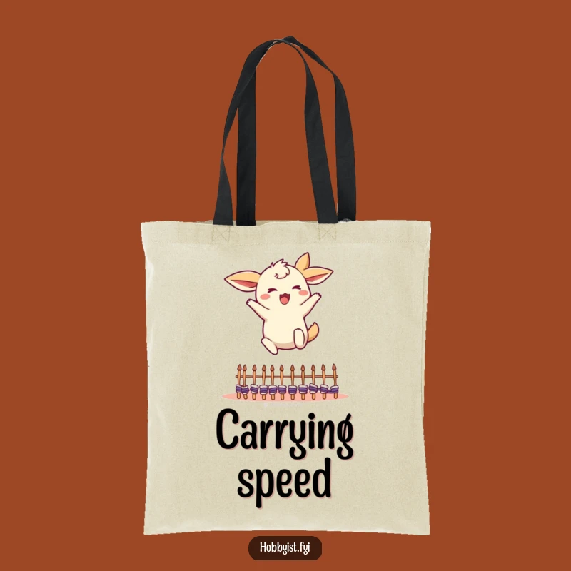 Funny Leaping Creature Tote Bag: Knitting Needle Jump Funny Gift Carrier