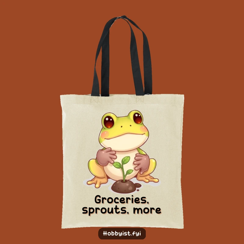 Funny Frog Gardening Tote Bag: Carry Your Essentials with Botanical Flair, Perfect Gift!