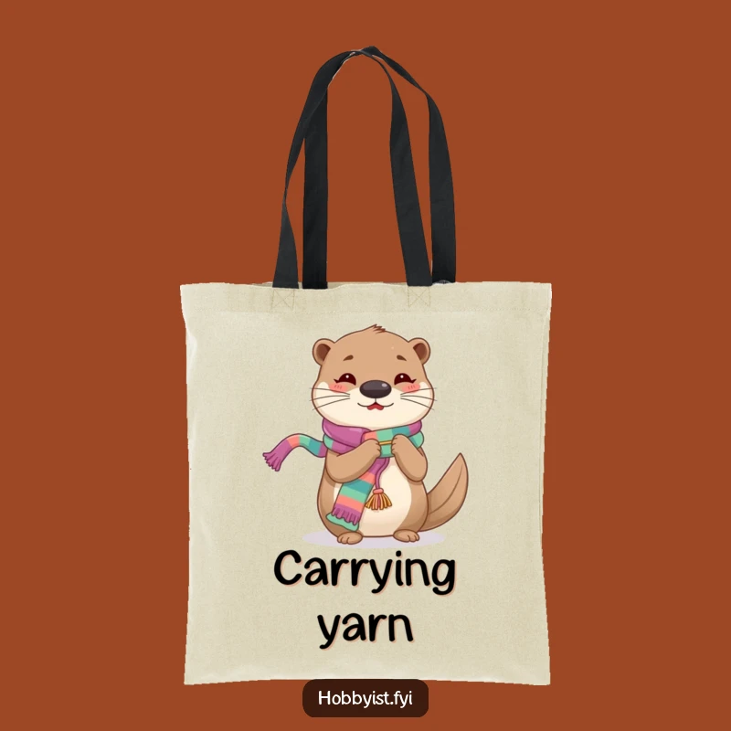 Funny Knitting Otter Tote Bag: Carry Your Supplies with Crafty Charm