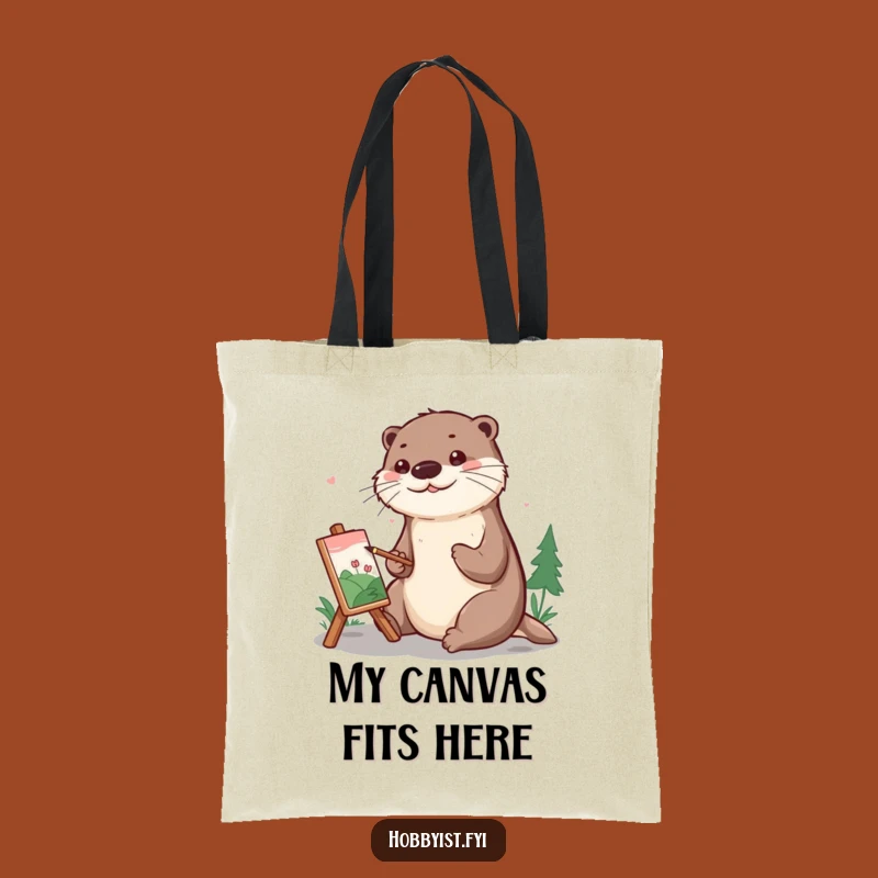 Funny Otter Painting Tote Bag: Carry Art Supplies with a Cheerful Otter, Eco Gift