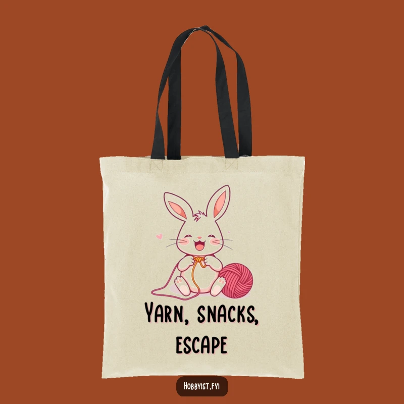Funny Rabbit Knitter Tote Bag: Joyful Bunny Carrying Yarn, Perfect Gift