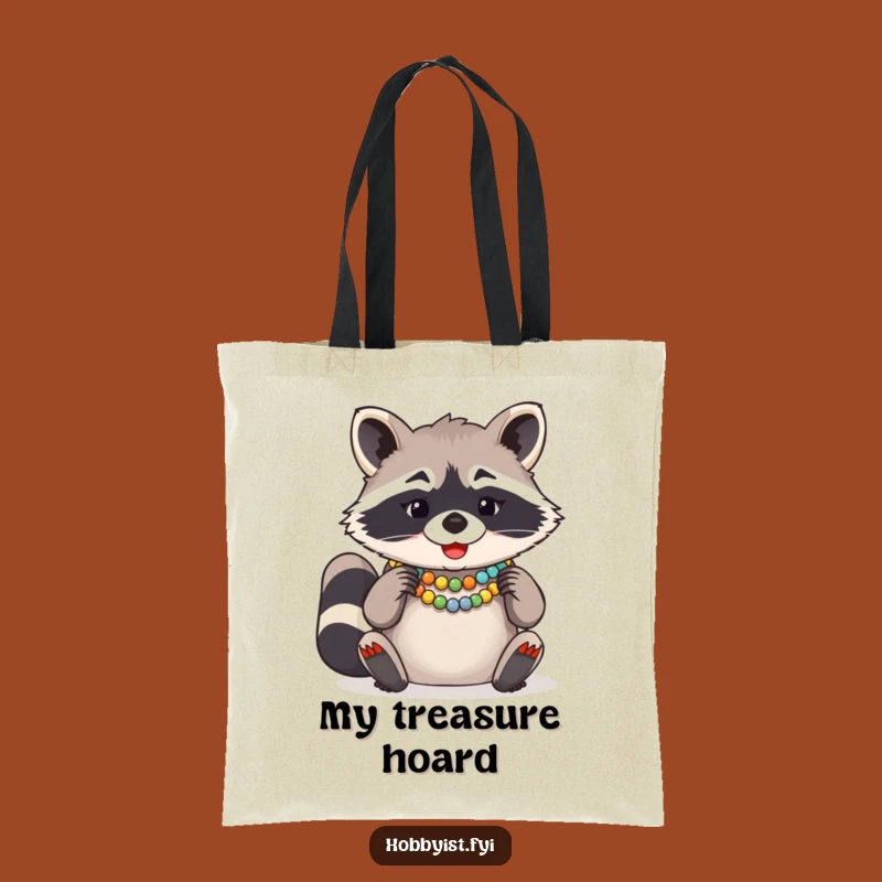 Funny Raccoon Bead Necklace Tote Bag: Hilarious Crafting Carry-All