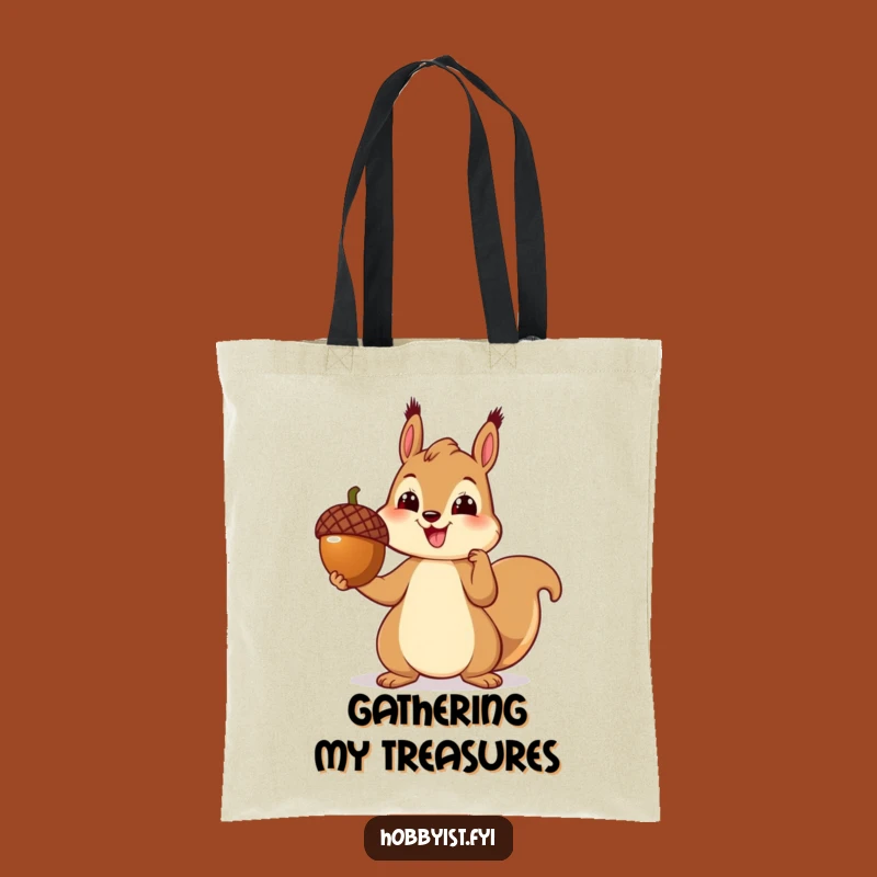 Funny Squirrel Art Tote Bag - Cheerful Sculptor, Craft Project Bag, Artisan Gift