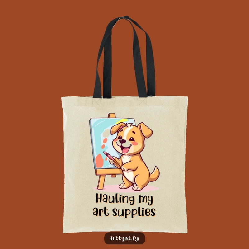 Funny Dog Artist Tote Bag: Carry Your Supplies with Style