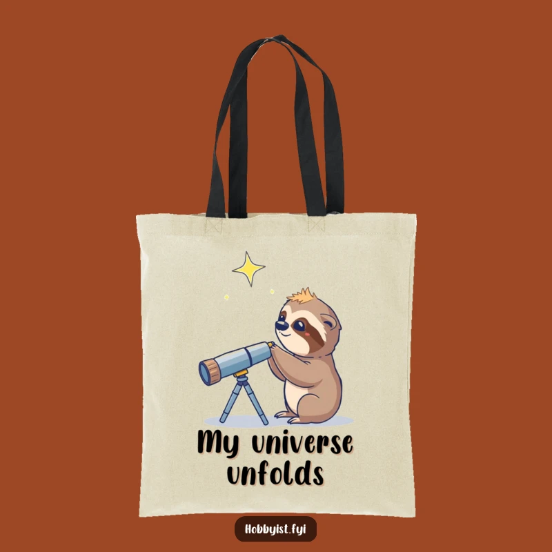 Funny Sloth Telescope Star Tote Bag: Hilarious Space Explorer Bag