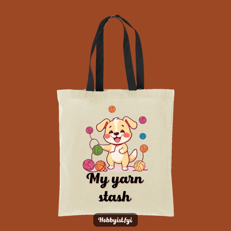Funny Juggling Dog Yarn Tote Bag: Carry Your Crafts and Smiles